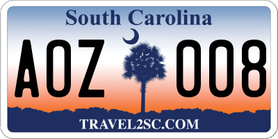 SC license plate AOZ008