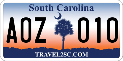 SC license plate AOZ010