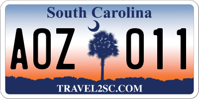 SC license plate AOZ011