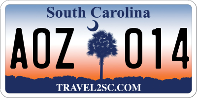 SC license plate AOZ014