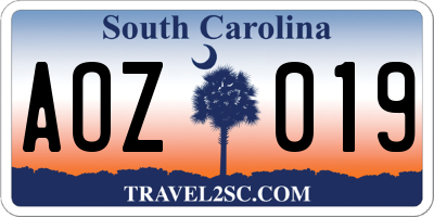 SC license plate AOZ019
