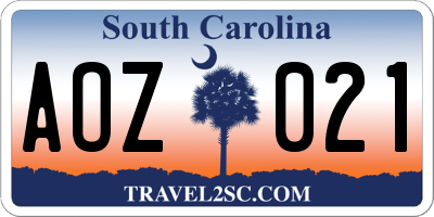 SC license plate AOZ021