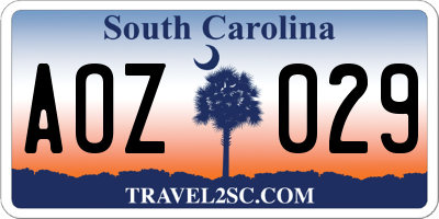 SC license plate AOZ029