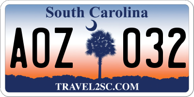SC license plate AOZ032