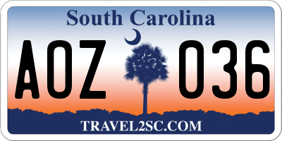 SC license plate AOZ036