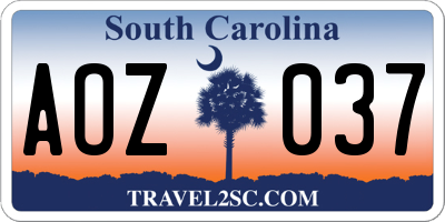 SC license plate AOZ037