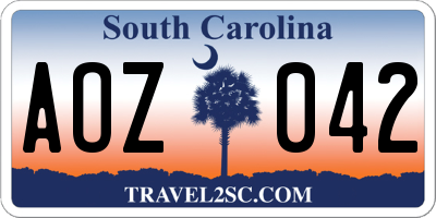 SC license plate AOZ042