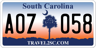 SC license plate AOZ058