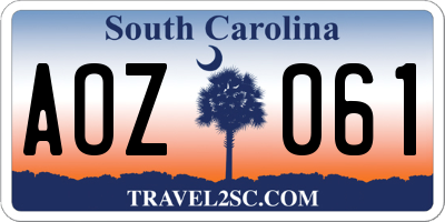 SC license plate AOZ061