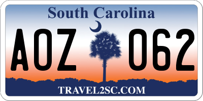 SC license plate AOZ062