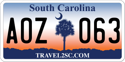 SC license plate AOZ063