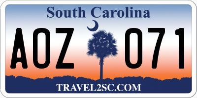 SC license plate AOZ071