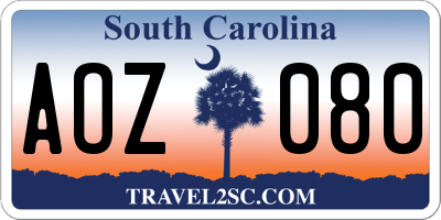 SC license plate AOZ080
