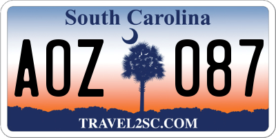 SC license plate AOZ087