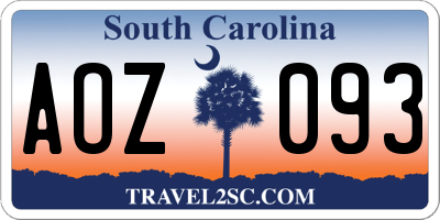 SC license plate AOZ093