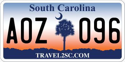 SC license plate AOZ096