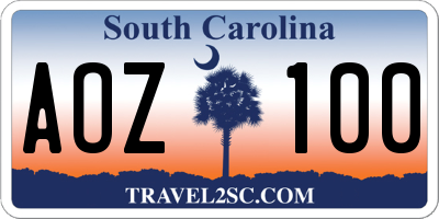 SC license plate AOZ100