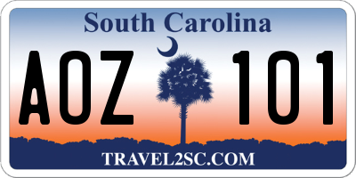 SC license plate AOZ101