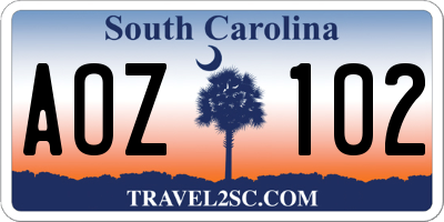SC license plate AOZ102