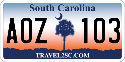SC license plate AOZ103