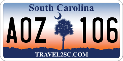 SC license plate AOZ106