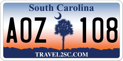 SC license plate AOZ108
