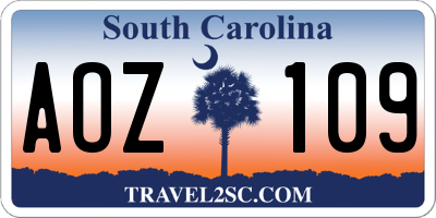 SC license plate AOZ109