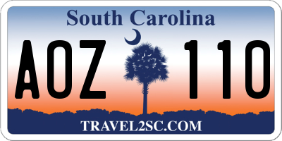 SC license plate AOZ110