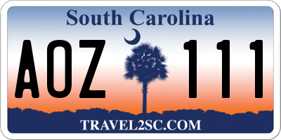 SC license plate AOZ111