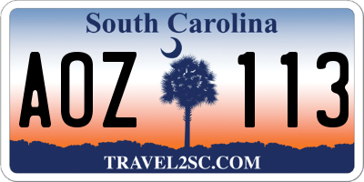 SC license plate AOZ113