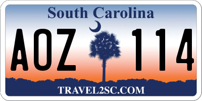 SC license plate AOZ114