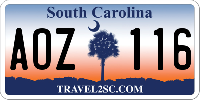 SC license plate AOZ116