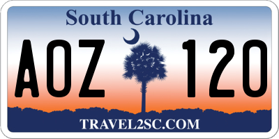 SC license plate AOZ120