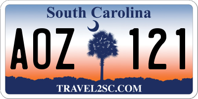 SC license plate AOZ121