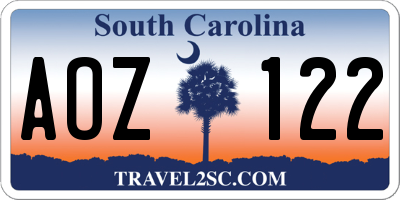 SC license plate AOZ122