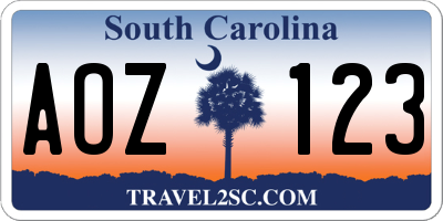 SC license plate AOZ123