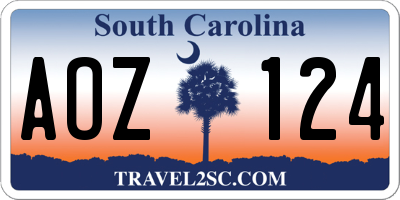 SC license plate AOZ124