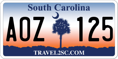 SC license plate AOZ125