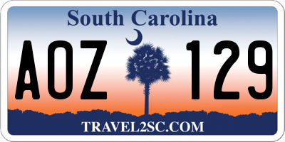 SC license plate AOZ129