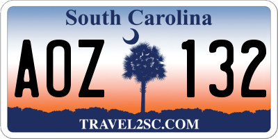 SC license plate AOZ132