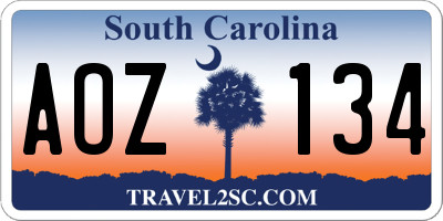 SC license plate AOZ134
