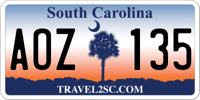 SC license plate AOZ135