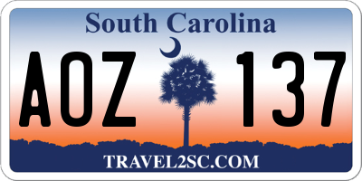SC license plate AOZ137