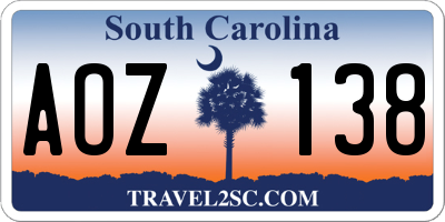 SC license plate AOZ138