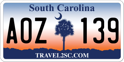 SC license plate AOZ139
