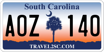 SC license plate AOZ140