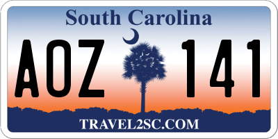 SC license plate AOZ141