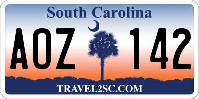 SC license plate AOZ142