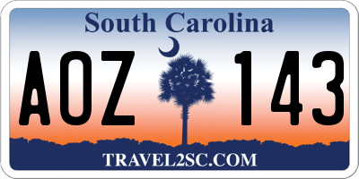 SC license plate AOZ143