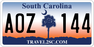 SC license plate AOZ144